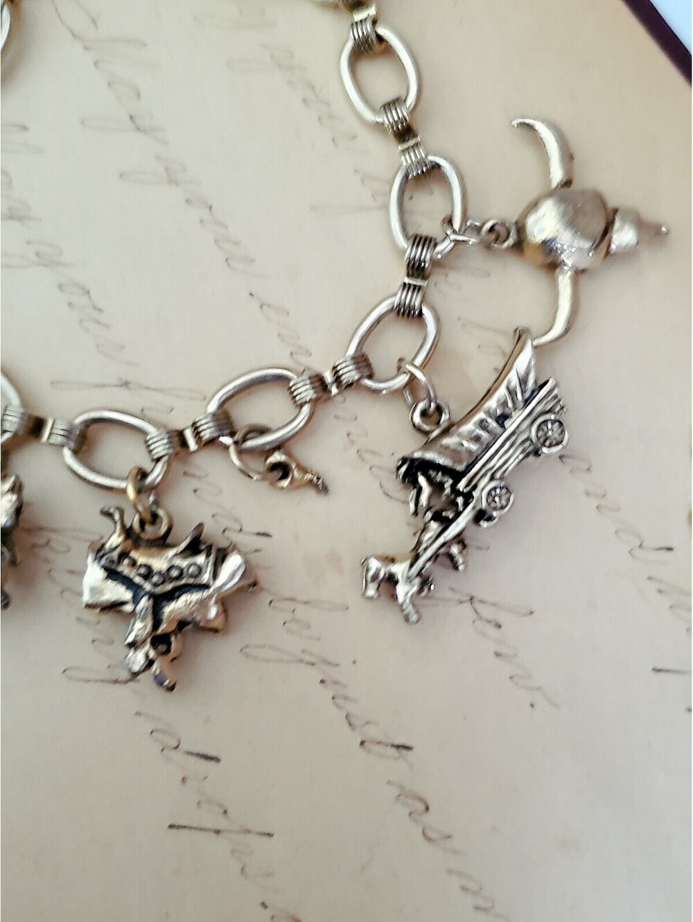 Vintage Silver-tone Western Charm Bracelet - Picture 4 of 6